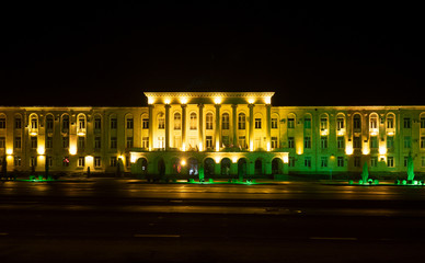Fototapeta na wymiar Gori city hall by night, Georgia