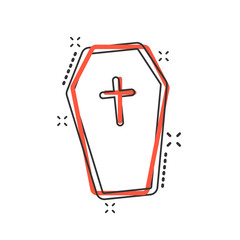 Obraz premium Vector cartoon halloween grave icon in comic style. Gravestone sign illustration pictogram. Rip business splash effect concept.
