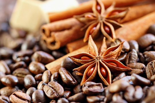 Aromatic set with coffee, anise, sugar and cinnamon © lisa870