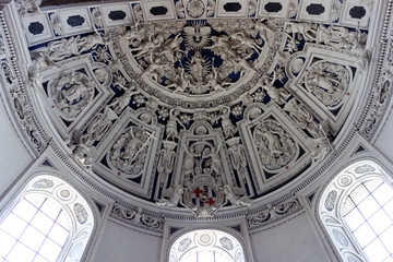 The High Cathedral of Saint Peter in Trier, Germany. Baroque west choir ceiling.