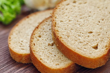 Variety of organic food including vegetables, spices, oil and bread