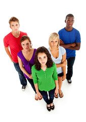 Students: Serious Multi-Ethnic Group Of Teenagers