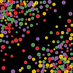 Festive Background with Colorful buttons. Trendy Pattern for Postcard, Print, Banner or Poster. Vector
