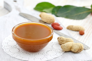 Peanut butter on a glass bowl