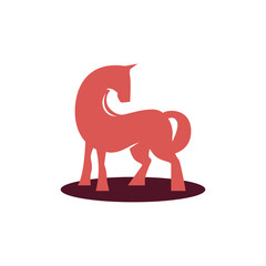 Cool Gallant Horse Standing in Abstract Shadow Symbol