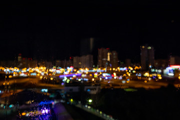 Drops of night rain on window