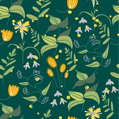 Fotobehang botanical floral seamless pattern. vector flower print.  © gigirosado