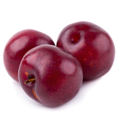 Red cherry plum isolated on white background