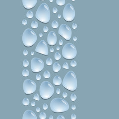 Vertical line decoration with water drops, background with blue water spots, vector wallpaper