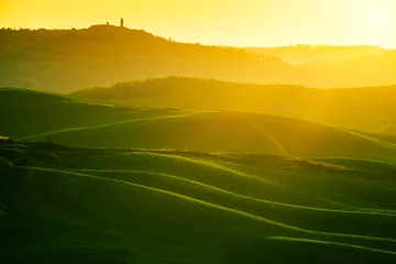 Zelfklevend Fotobehang Golvende heuvels, glooiende heuvels, minimalistisch landschap © Kavita
