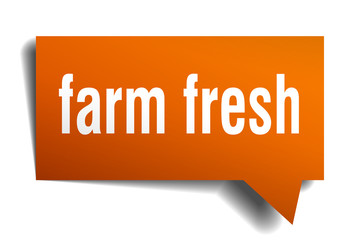 farm fresh orange 3d speech bubble