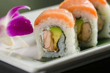 Sushi on a white plate