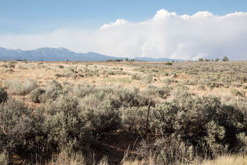 Forest fire smoke and mountains near Durango, Colorado