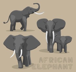 Naklejka premium Ilustracja wektorowa kreskówka słoń afrykański