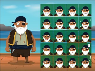 Pirate Fat Crew Cartoon Emoticon Faces Vector Illustration