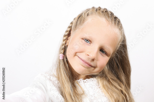 First Person View Of Cute Blonde Four Year Old Girl With Funny