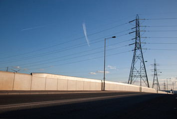 electric pylons by a road