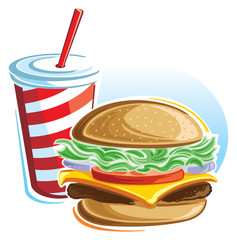 Hamburger and soda