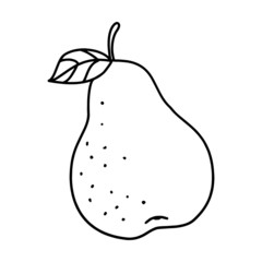 Cartoon pear isolated on the white background for children without color