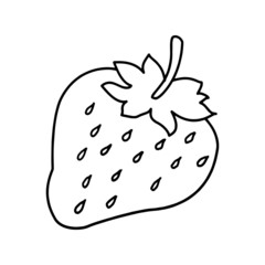 Cartoon strawberry isolated on the white background for children without color