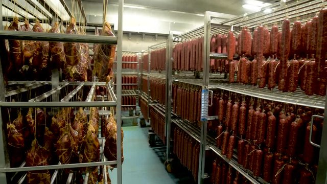 Raw meat at a meat-packing factory