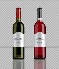 Wine bottles Vector realistic. Product packaging mock up. detailed label design layouts