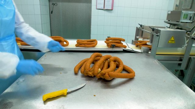 Raw meat at a meat-packing factory