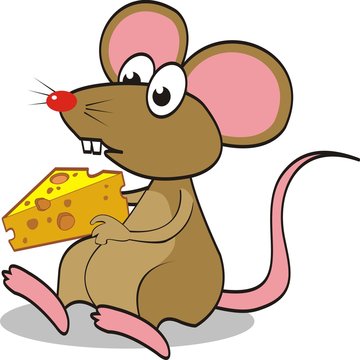 Cute mouse eating cheese. vector illustration.