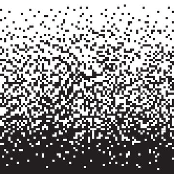 Pixel mosaic background. Black and white monochrome gradient. Geometric square pattern.