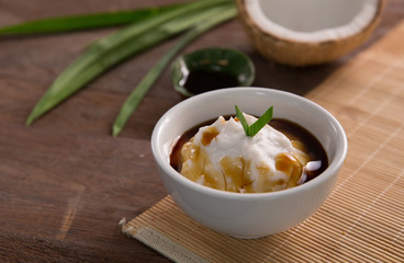 boiled rice flour in coconut milk. bubur sumsum
