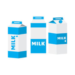 Colored set of milk carton packages. Vector illustration - obrazy, fototapety, plakaty