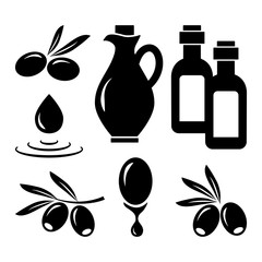 Olive set. Black silhouettes. Vector illustration