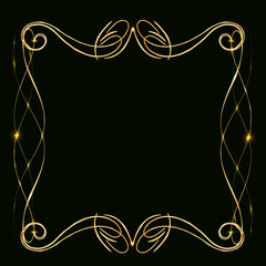 Gold glitter frame on a black background