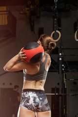 Fototapeta na wymiar gym hard training woman