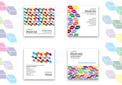 Social Media Post Layouts with Colorful Cubes