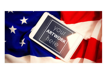 Tablet on an American Flag Mockup