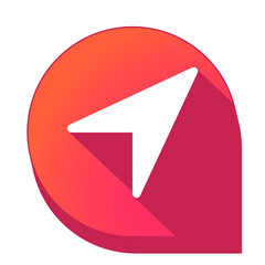 ikona z długim cieniem na tle strzałki pinezki 