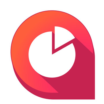 ikona z długim cieniem na tle strzałki pinezki 