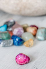 Gemstone, different types and colors. 