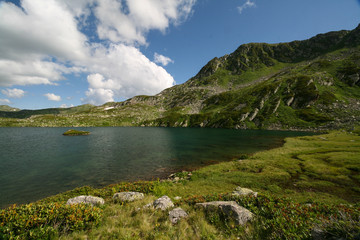 Fototapeta na wymiar Valley of five lakes in Arkhyz. Zagedanskiy ridge.