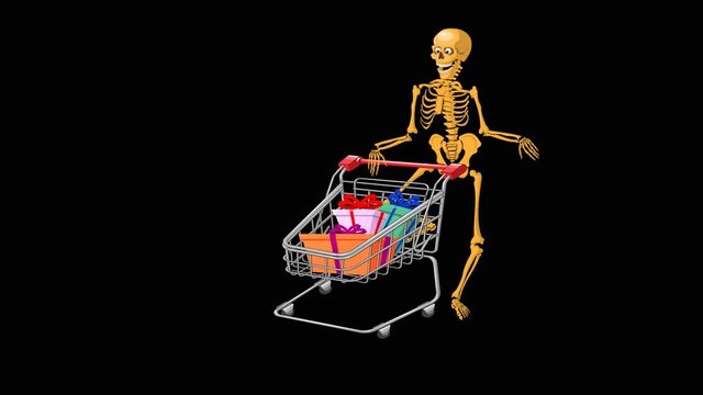 A human skeleton saver on a transparent background. Holiday Halloween. For advertising, banners. Alpha channel.