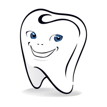 isolated illustration of smiling tooth