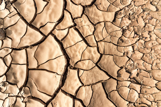Close up of cracked river