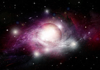 Stars, dust and gas nebula in a far galaxy