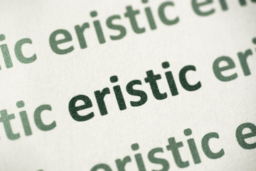 word eristic  printed on paper macro