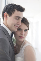 Portrait of a Young Bride and Groom on their Wedding Day