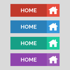 Home flat buttons on grey background.
