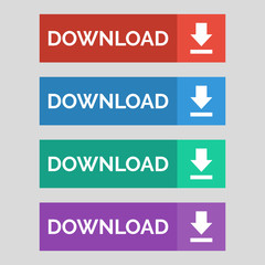 Download flat buttons on grey background.