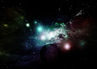 Obraz premium Stars, dust and gas nebula in a far galaxy