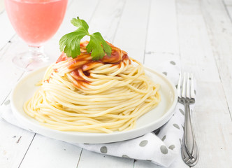 Spaghetti dinner with sauce